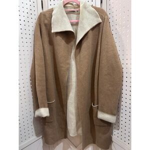 A IDA Women's Camel Beige Knit Open Front Cardigan Sweater XL Wool